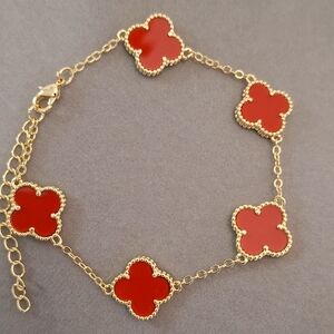 Red Enamel Clover bracelet